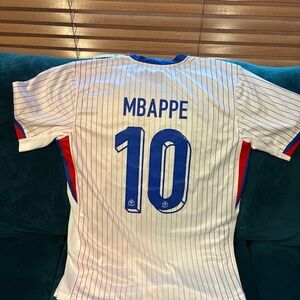 White and Blue Soccer Jersey